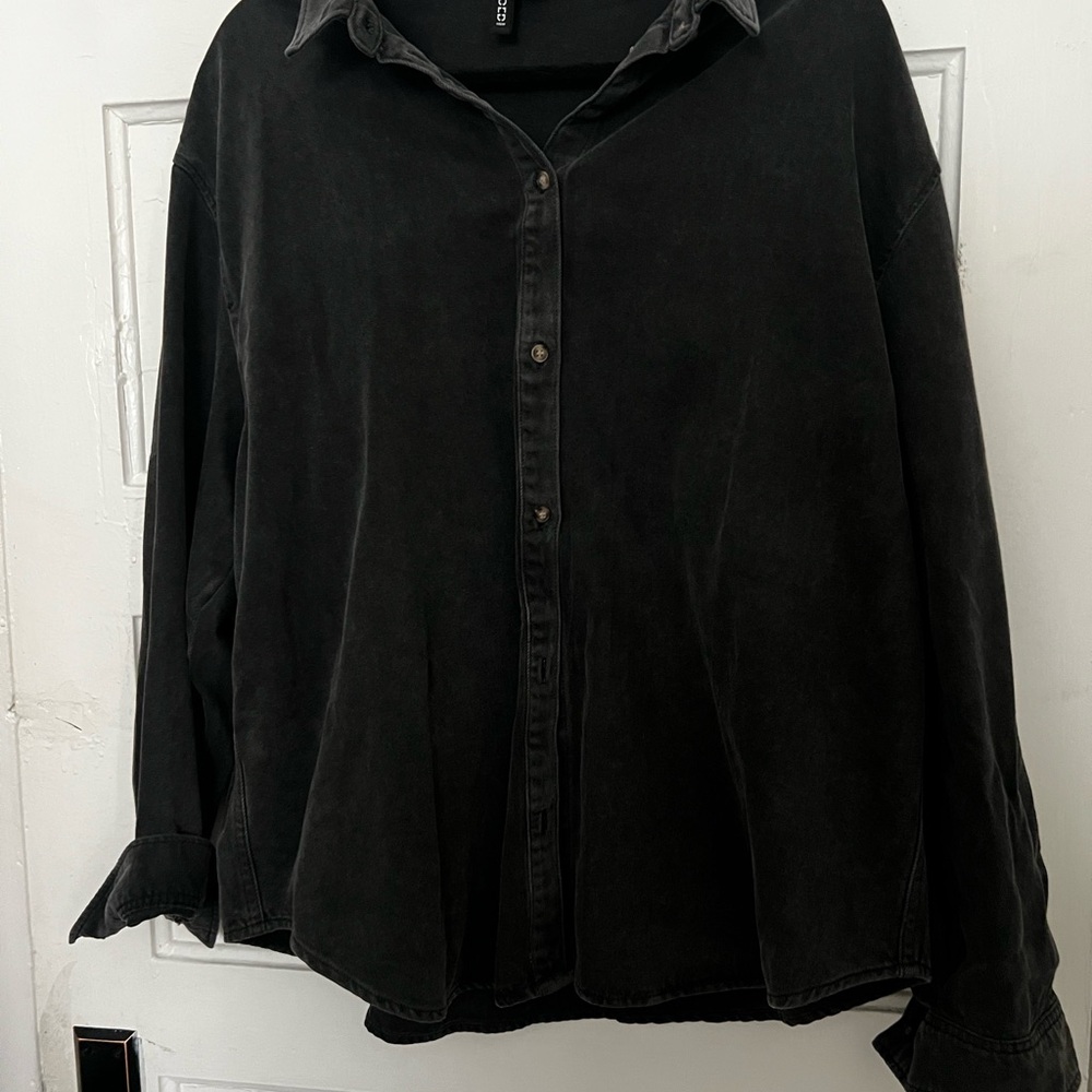 Divided Charcoal Button-Up Top